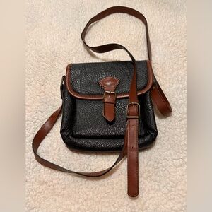 Vintage Amanda Smith crossbody black leather & plaid purse w wallet organizer